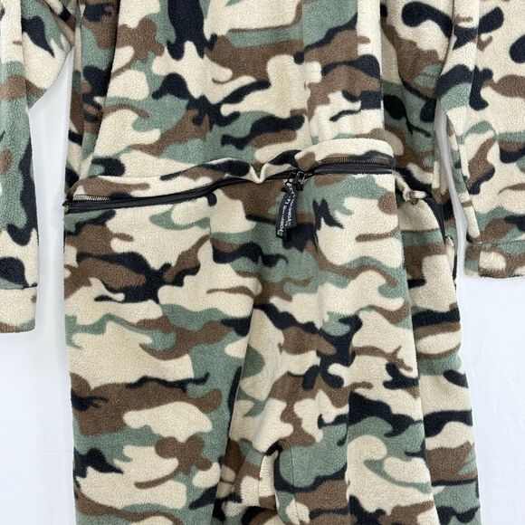 Forever Lazy Footed Adult 1-Piece Hood Camo Pajama Jumpsuit XXL Two Zip Dropseat - Picture 10 of 16